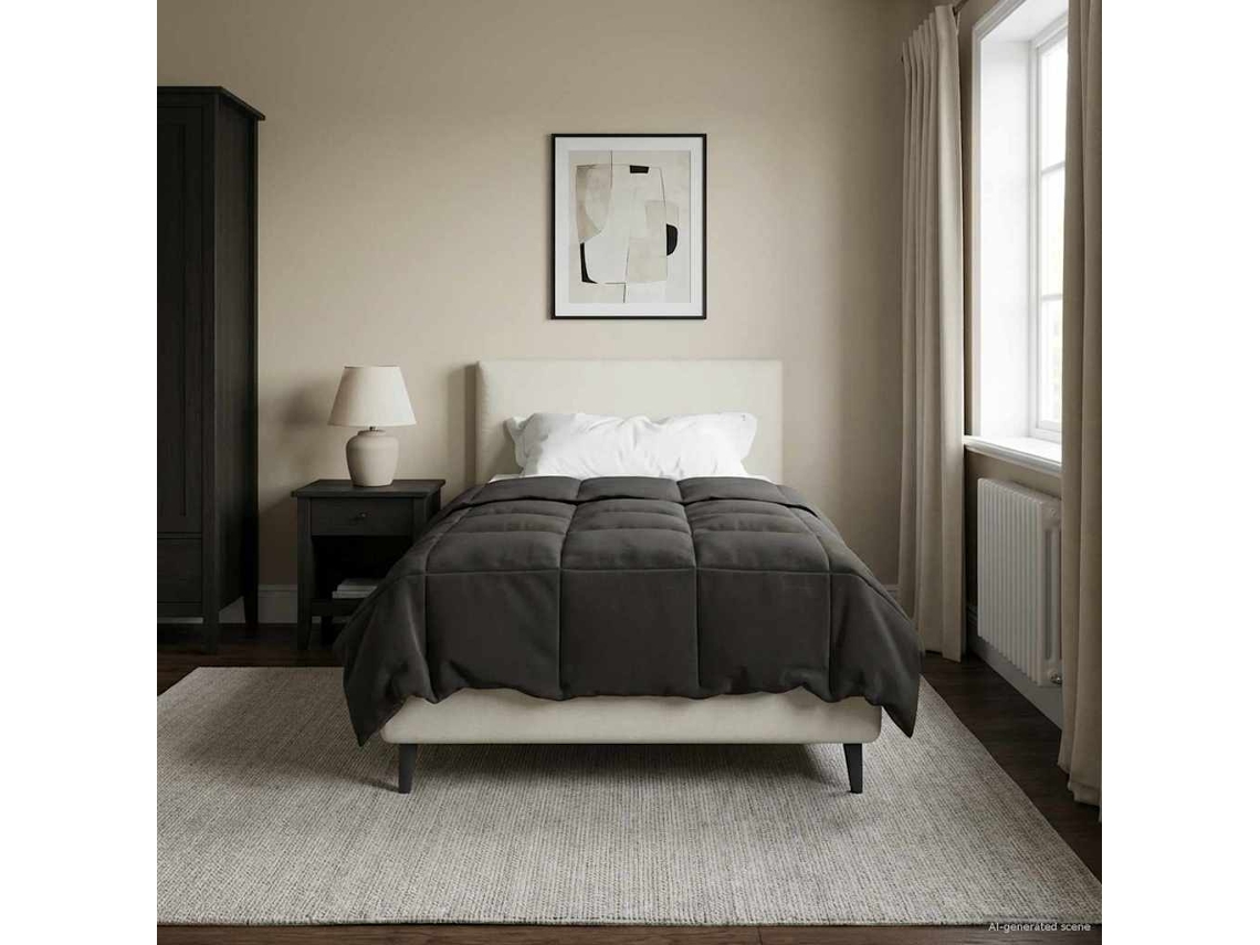 Vidaxl Edredom De Verão Simples Antracite 135 X 220 Cm Microfibra