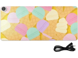 Mousepad Gamer Aquecido em Couro com Estampa Fofa de Sorvete Desenho Animado, 80 X 33 Cm, Essencial para o Inv