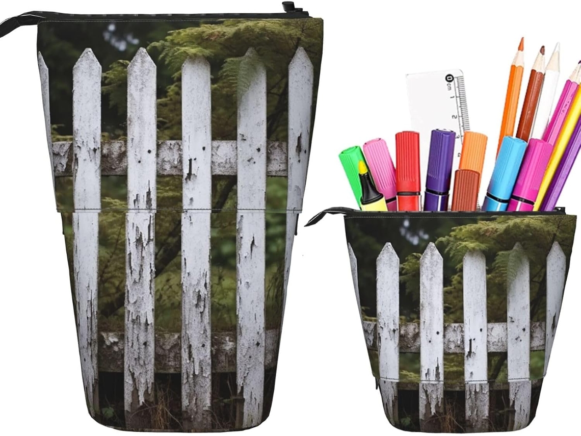 White Case Trousse Crayons Télescopique Aged Boite Crayon Durable Debout Étui Crayons Multifotionnel