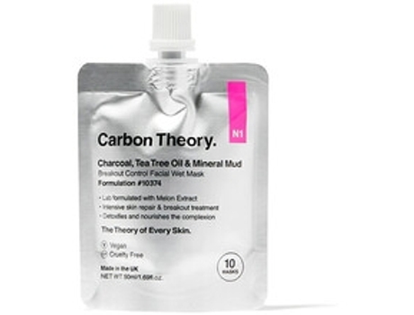 CARBON THEORY Charcoal Tea Tree Oil & Mineral Mud Breakout Control Facial Wet Mask Minerální Bahenní Maska 50Ml