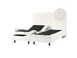 Cama Ajustable Beliani Castellan De Bouclé Blanco 180x216x120