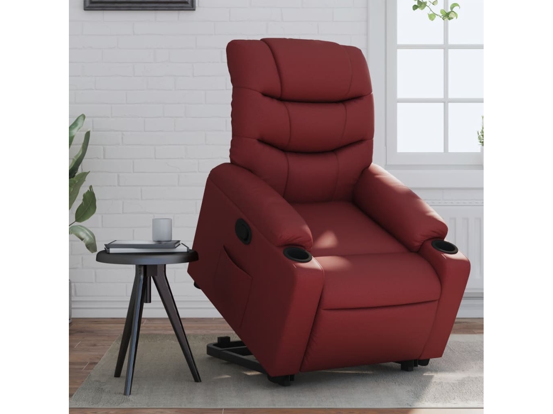 Poltrona de Sala HARLANV1 com reclinável elétrico em tecido vermelho tinto