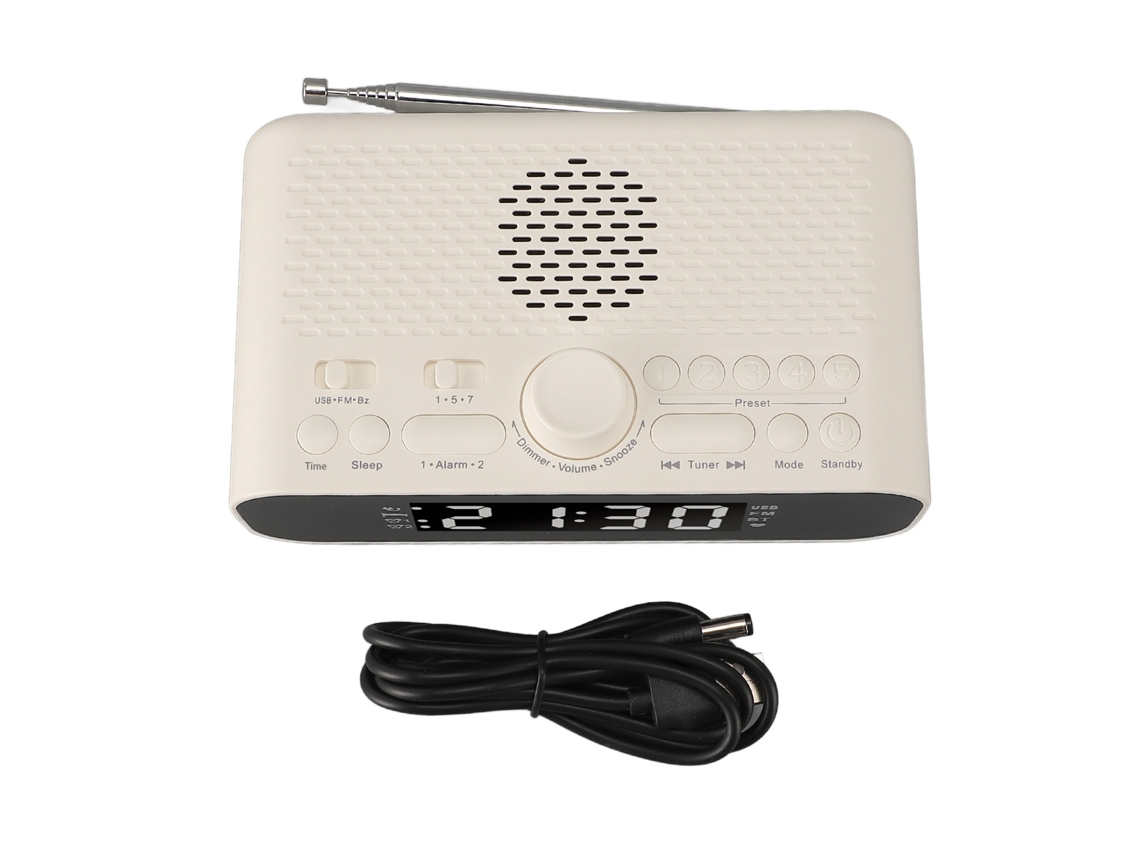 Rádio FM Bluetooth portátil com função de alarme EOOCOO