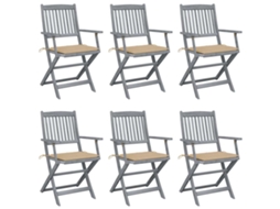Cadeiras Dobráveis Externas C/ Almofadões 6 Pcs Acácia Maciça Dkd Home Decor