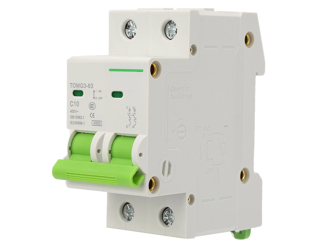 Disjuntor miniatura TONG3 63 2P tipo C proteção contra fugas 10A