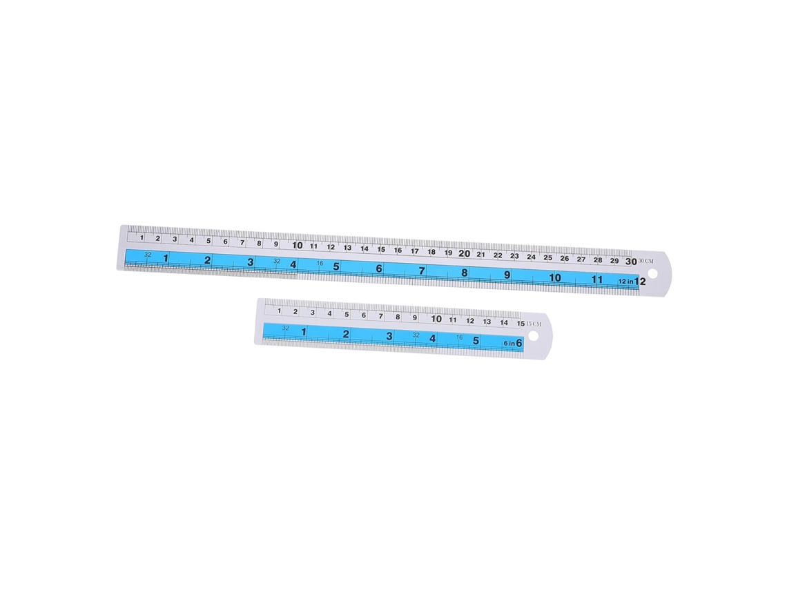 Conjunto De 2 Réguas Nuobesty Em Liga Alumínio Com Escalas Métricas E Polegadas Para Desenho Técnico, Engenharia E