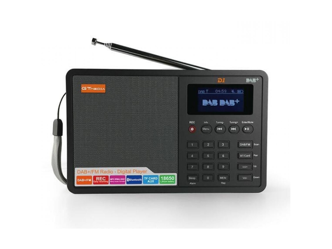 Lurelia Rádio Digital Com Bluetooth, Dab/dab+, Fm/am, Usb, Cartão Tf, Preto
