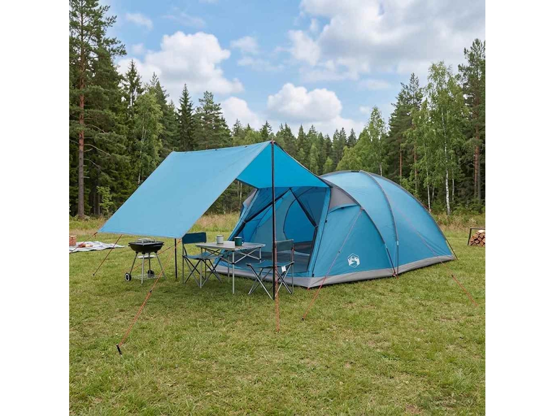 Vidaxl Barraca Cabana Com Telhado Azul 8 Pessoas Poliéster E Aço