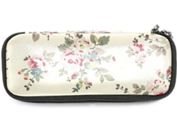 Caixa organizadora grande com estampa floral de rosas lápis, ideal para decoração pessoal, organização de maquiagem e material escolar.