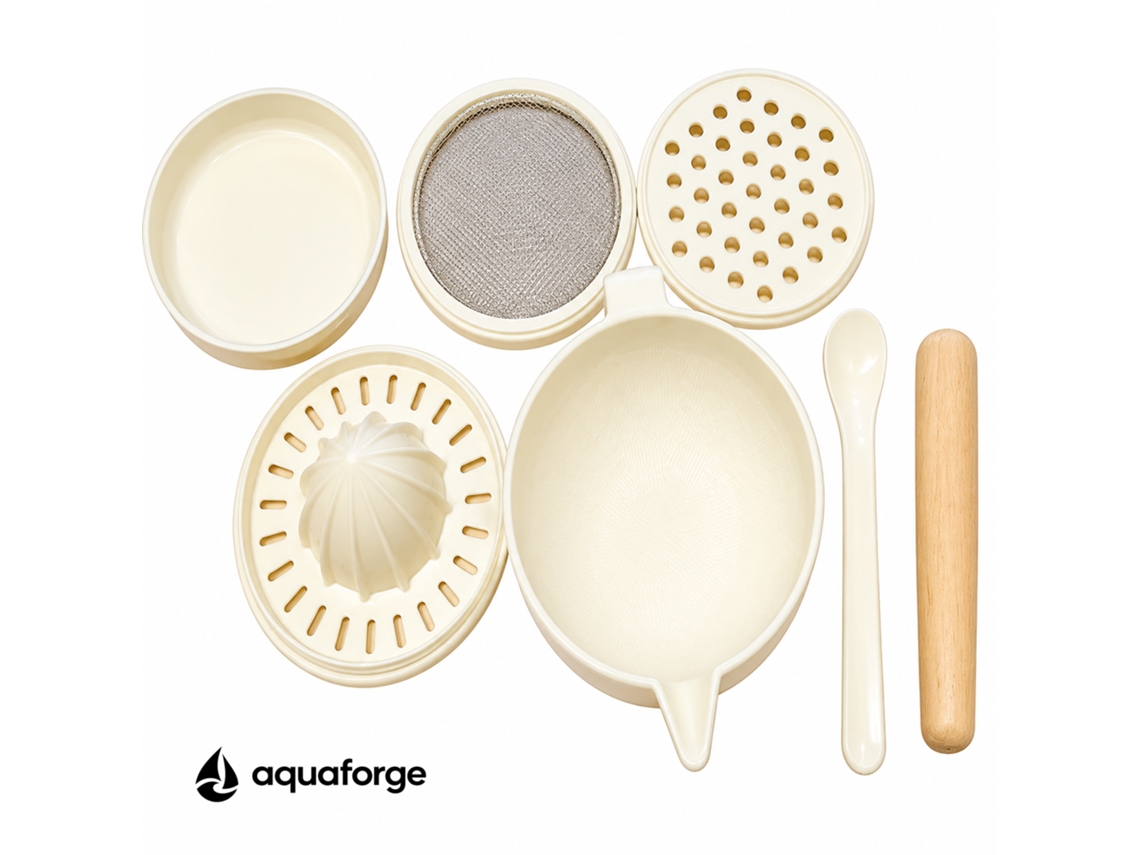 Kit De Preparação De Alimentos Aquaforge Com Madeira E 7 Peças