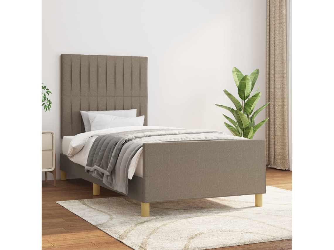 Vidaxl Estrutura De Cama Sem Colchão 90x190 Cm Tecido Cinzento