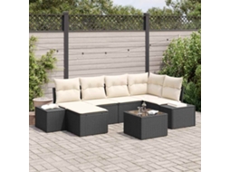 Vidaxl Conjunto De Sofá De Jardim 6 Pcs Preto E Creme Vime Pe