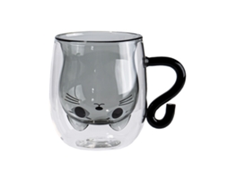 Caneca de Gato Preto Fofa com Cabo Caneca Dupla Parede 250-300Ml Presente para Amantes de Gatos NEVEANCE