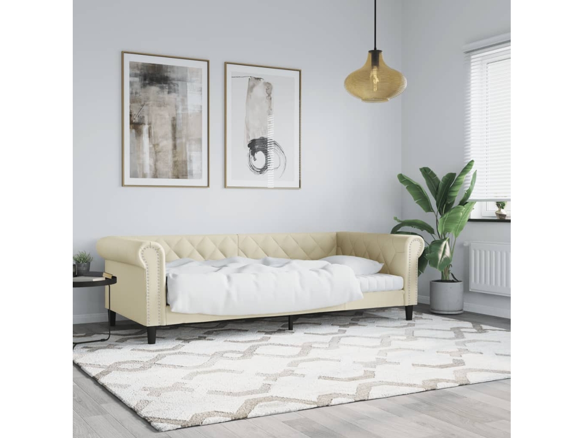 Vidaxl Sofá-cama 80x200 Cm Couro Artificial Cor Creme