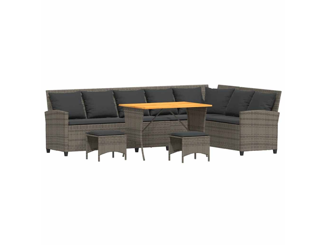 Maison Exclusive - 4 Pcs Conjunto Sofás De Jardim Com Almofadões Em L Vime Pe
