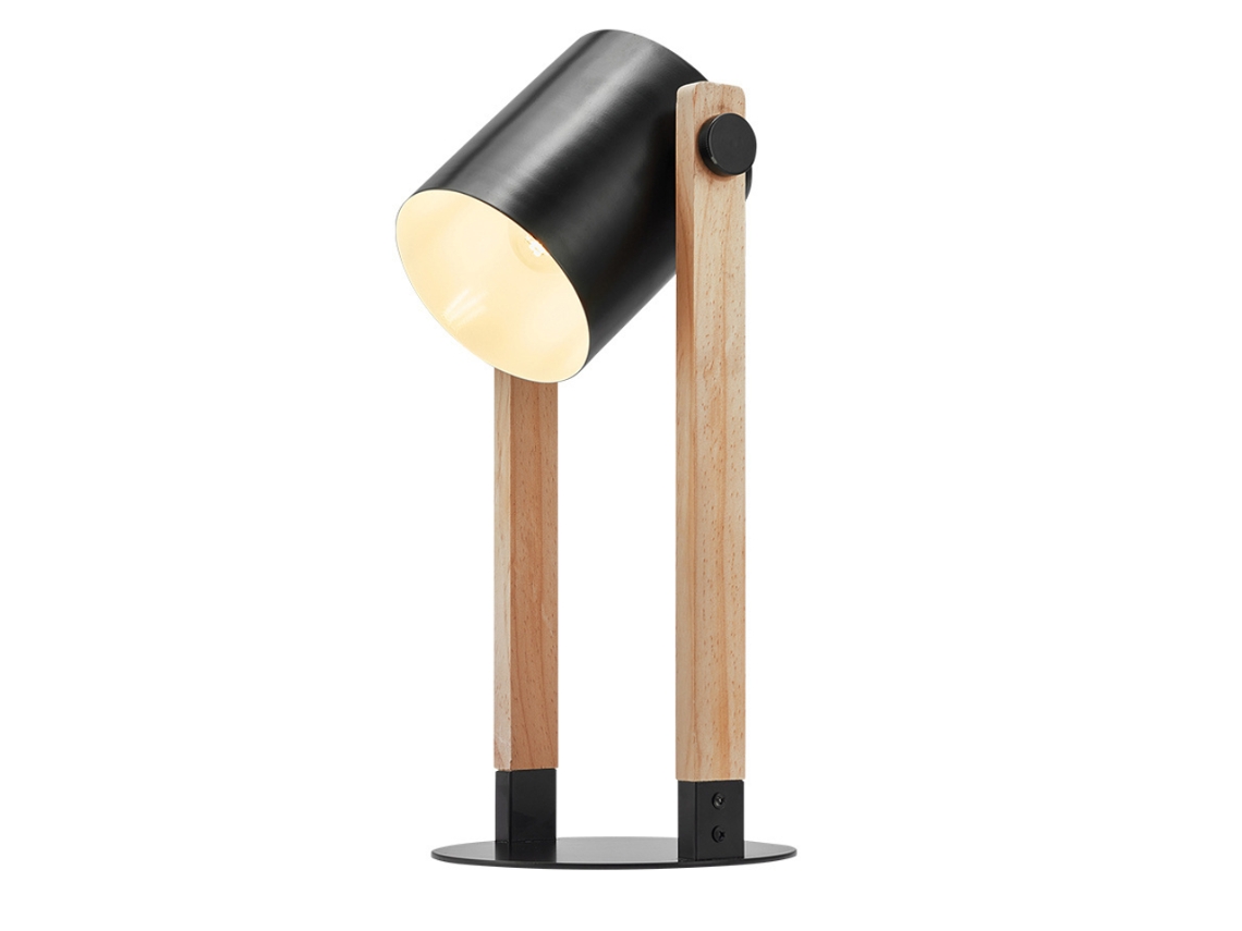 Lâmpada de mesa de metal e madeira 23W IP20 E27 Diâmetro 120mm