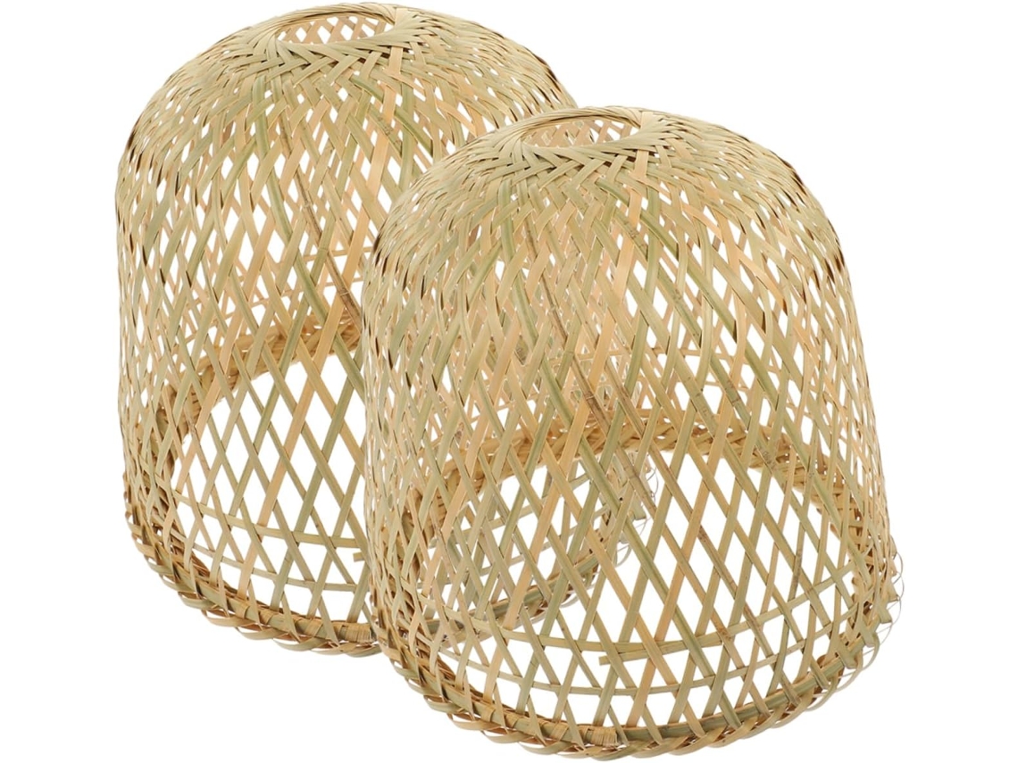 Abajur De Teto Rústico Em Bambu Trançado, Fácil De Instalar, Conjunto Com 2 Unidades Para Lâmpadas De 4,2 Cm.