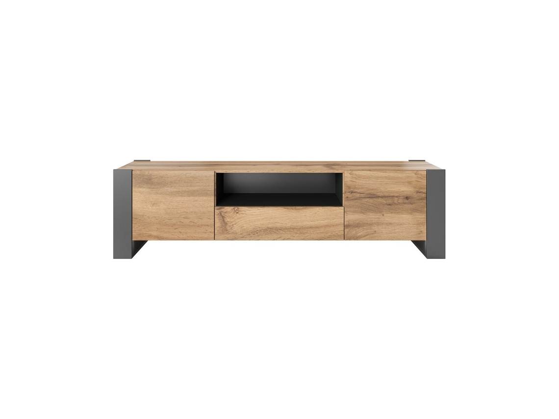 Móvel de Tv CAMA MEBLE Wood Rtv Preto Antracite Laminado Aglomerado 180x48x44 cm