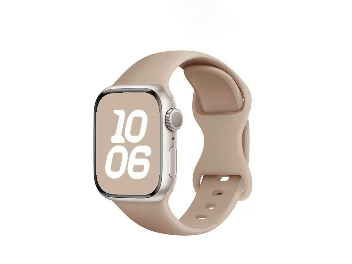 Pulseira de Silicone Halinuia para Apple Watch S1 11/ultra 1 3/se1 2 , Fecho em Formato de Oito, Design Esportivo Respirável,bege (38 42 Mm)