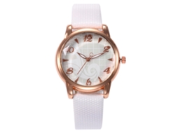 Relógio de Pulso Feminino Vansvar de Couro Pu com Números Simples e Movimento de Quartzo (branco)