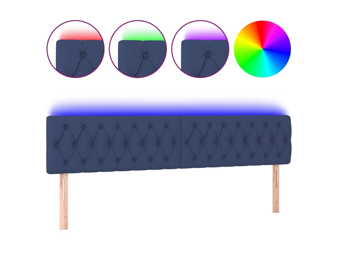 Cabeceira com luzes LED em tecido azul MAISON EXCLUSIVE (200x7x78 cm)