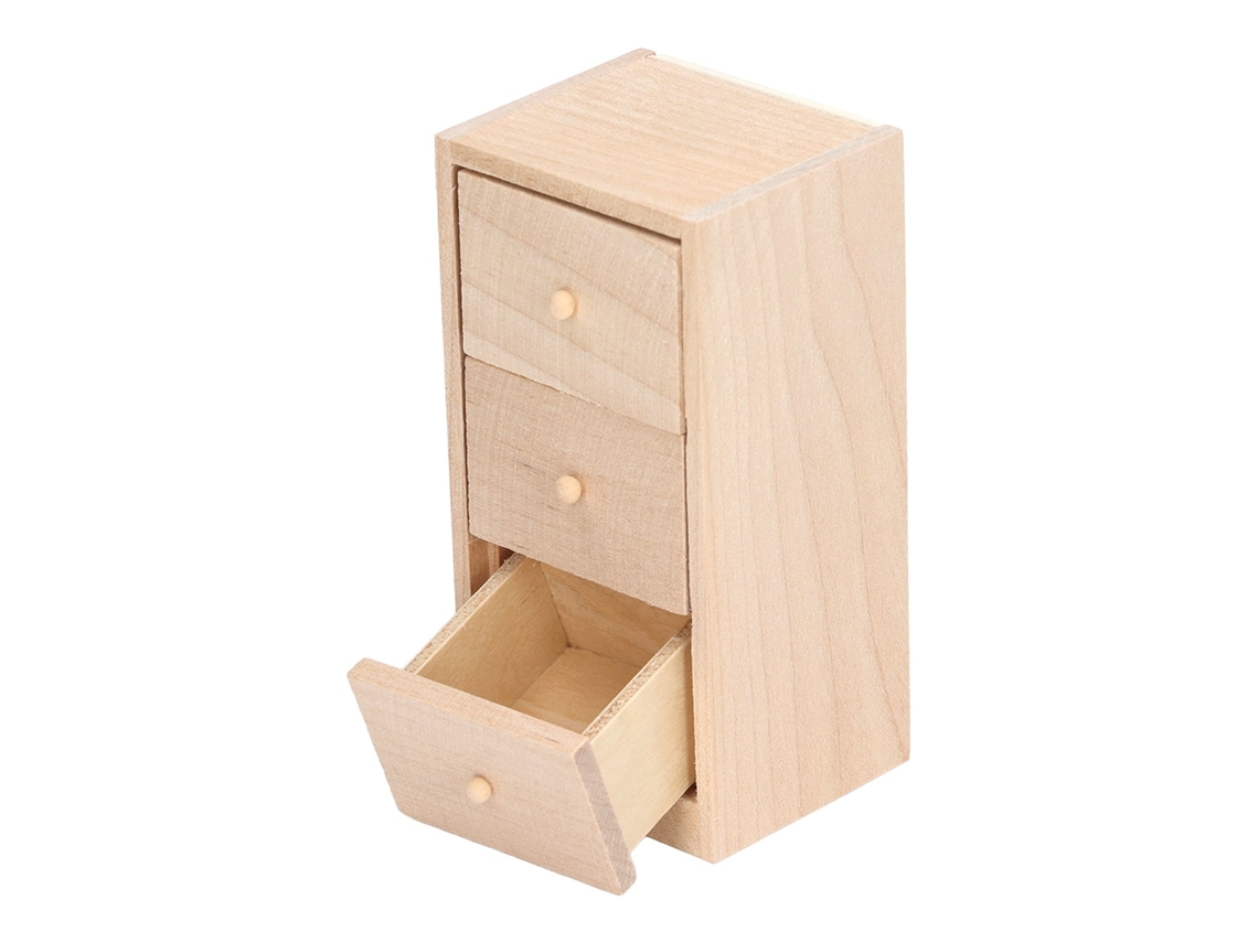 Primerox modelo de Armário Mini com 3 Gavetas Móvel de Armazenamento Casa de Bonecas em Escala 1:12