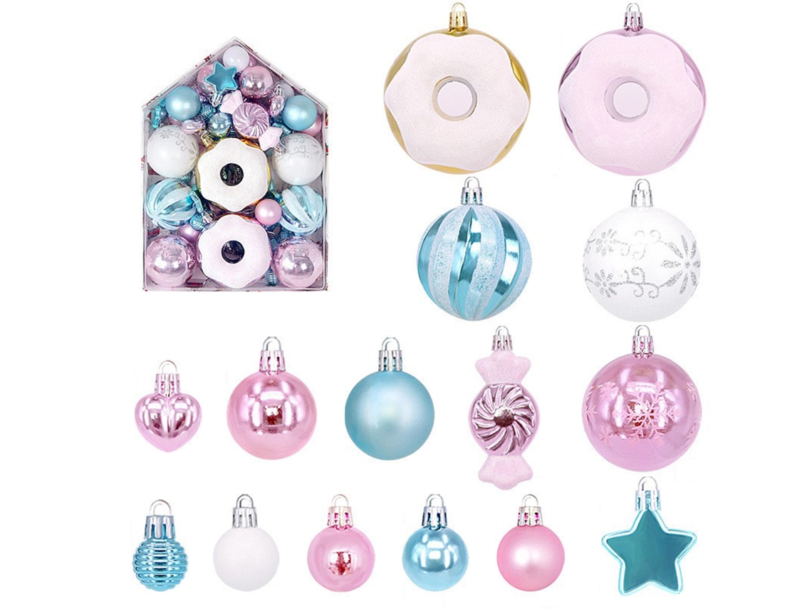 Laxiscreed Conjunto De 72 Bolas De Natal Em Forma De Donut Para Decoração De Árvore De Natal