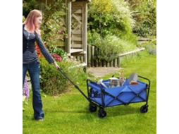 Carrinho De Jardim 62l Dobrável Com Cabo Ajustável, Em Metal E Tecido Oxford, 76x48x86 Cm, Azul