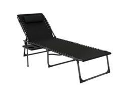 Espreguiçadeira Dobrável Aço, Tecido Oxford Cor Preto 190x60x31 cm Outsunny