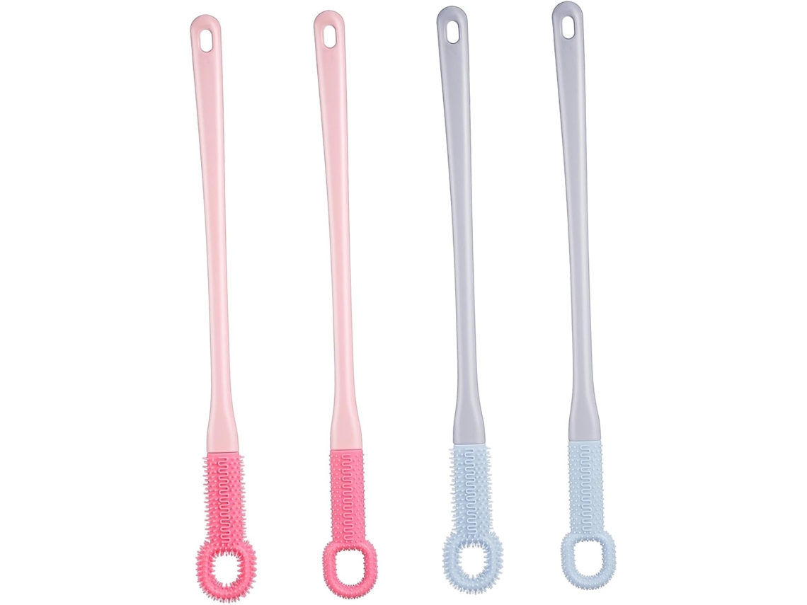 Lurelia Pack De 4 Escovas De Silicone Para Corpo E Rosto, Silicone Macio, Cabo Longo E Pega Ergonómica