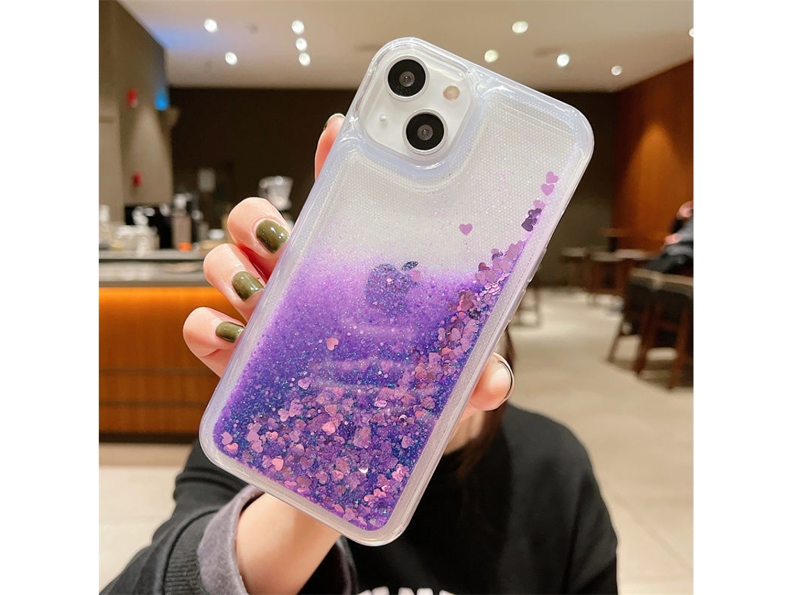 Capa Para Iphone 17 Pro Roxa Com Areia Movediça, À Prova De Choque, Feita De Silicone Líquido Com Areia Movediça.