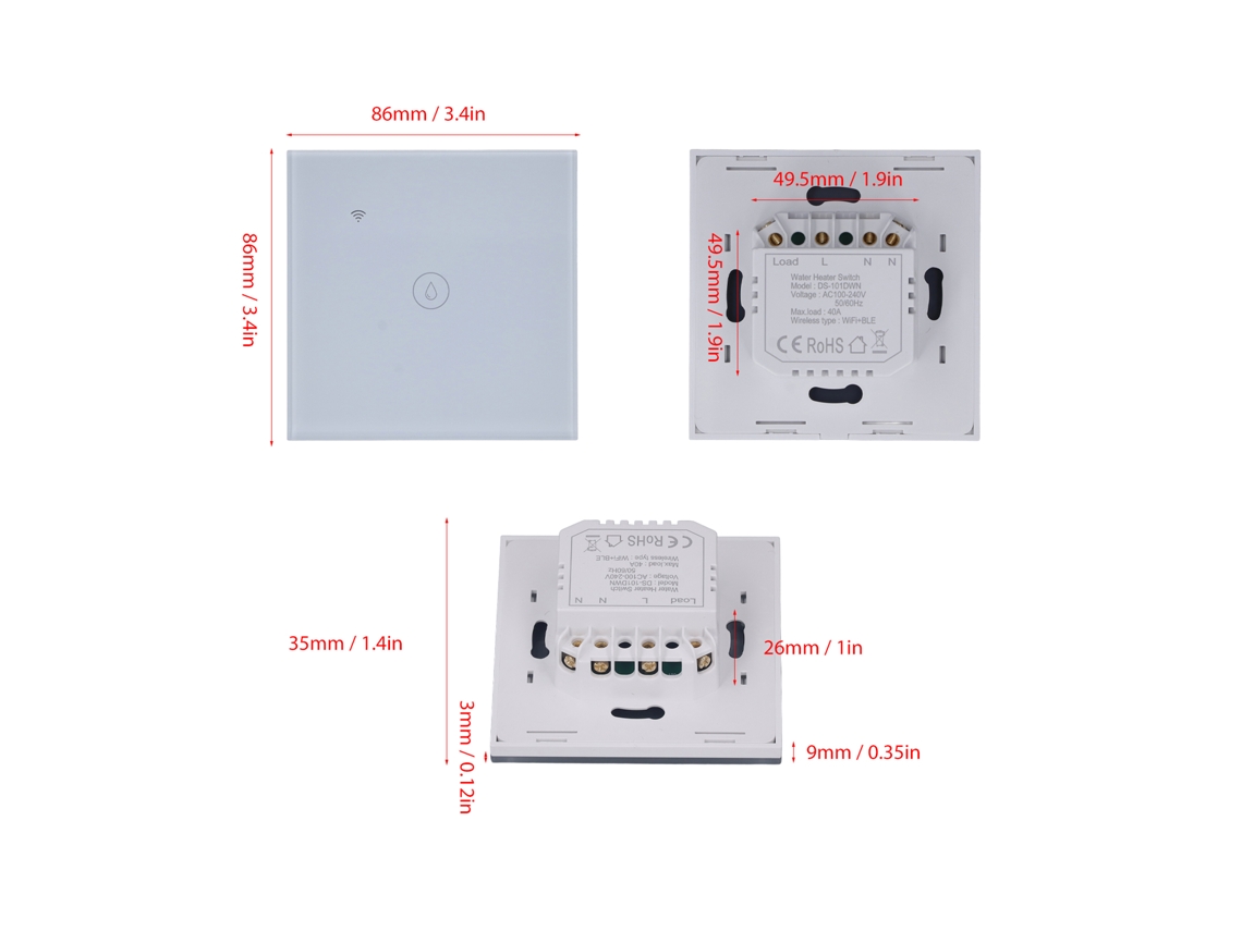 Interruptor Wifi Inteligente 2.4ghz Tuya: Controle Remoto, Timer, 40a, 100-240v Para Aquecedores E Bombas