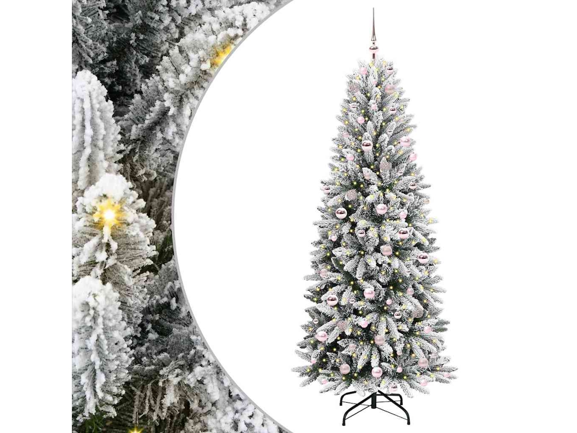 Árvore De Natal Artificial Pré Iluminada Vidaxl Branco Pvc (78 X 78 X 210 Cm)