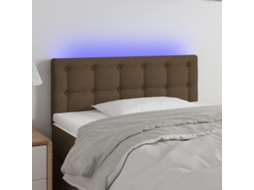 Vidaxl Cabeceira De Cama C/ Luzes Led Tecido 90x5x78/88 Cm Castanho
