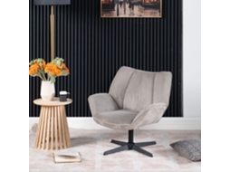 Meubles Cosy Poltrona Relax Rotativa Ajustável Em Altura Com Braço Em Veludo Cotelê Taupe E Pés Em Preto, Durothil