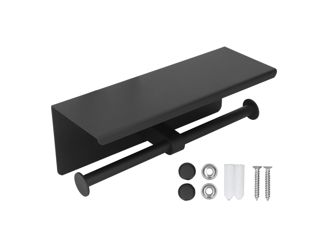 Suporte para Papel Higiênico com Prateleira Autoadesivo Aço Inox S/MARCA