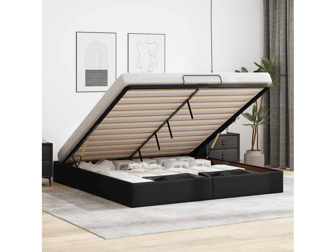 Vidaxl Estrutura De Cama Otomana Sem Colchão 200x200 Cm Preto