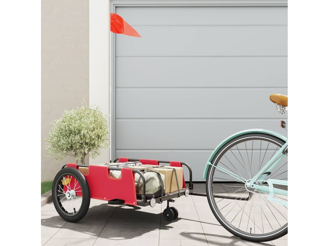 Vidaxl Reboque De Bicicleta Tecido Oxford/ferro Vermelho
