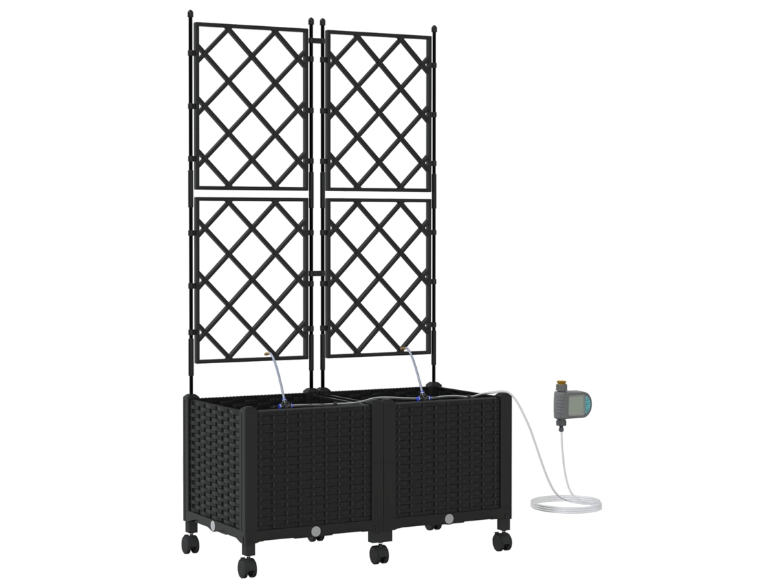 Conjunto 2 Vaso De Jardim Vidaxl Preto Polipropileno (80 X 40 X 148 Cm)
