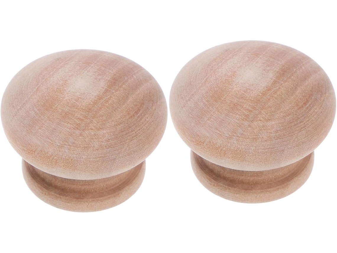 Conjunto De 2 Puxadores Madeira Em Formato Cogumelo Para Armários, Cômodas, Guarda Roupas, Cozinhas E Portas Decorativas