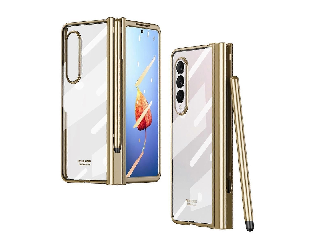 Capa Para Samsung Galaxy Z Fold4 Com Dobradiça Integrada E Revestimento Eletroplástico, Com Compartimento Para Caneta.