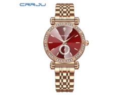 (vermelho) Relógio Feminino De Quartzo À Prova D'água Com Diamantes, Estilo Pulseira Moderna, Relógio Feminino