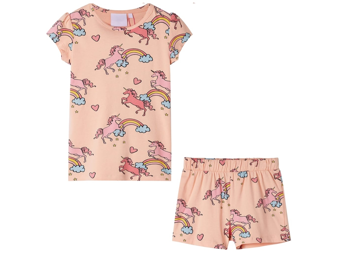 Pijama De Manga Curta Para Criança Laranja-claro 128