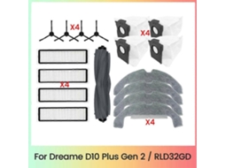 Escova Lateral Dreame 17pcs, Compatível Com D10, Rld32gd, 17 Unidades