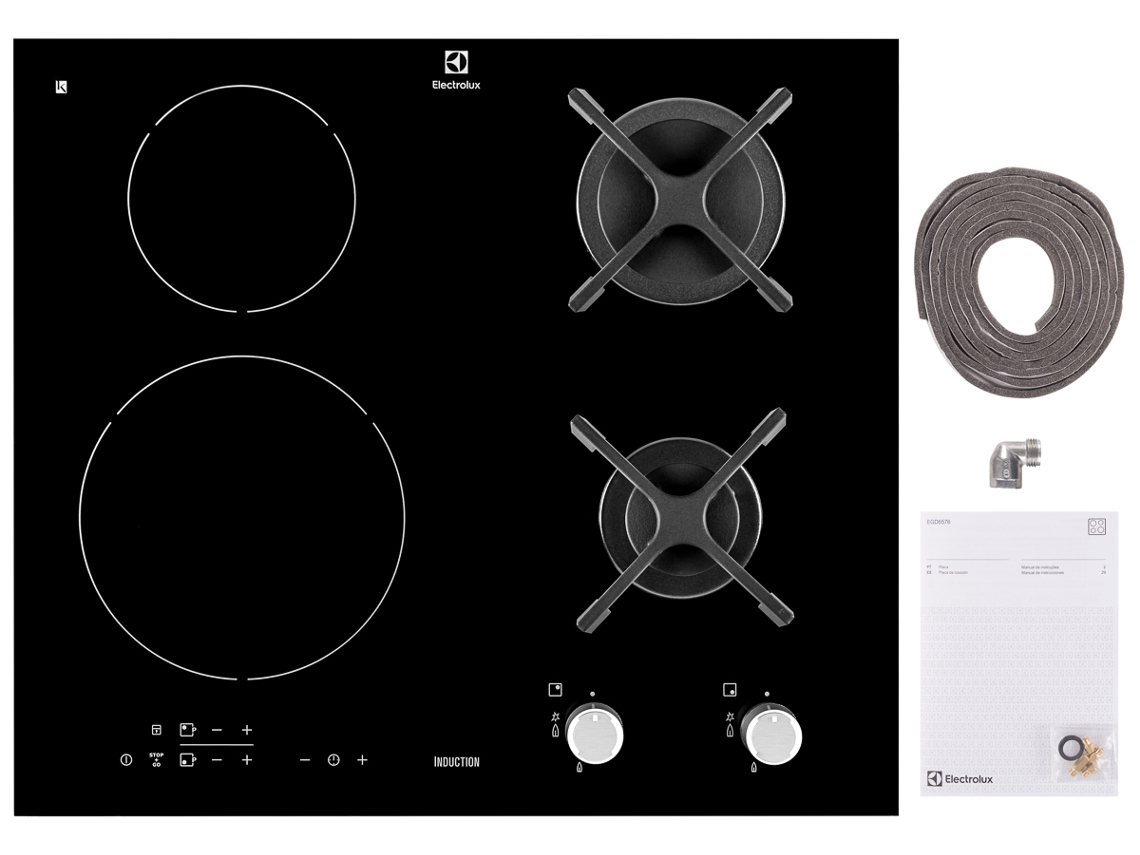 Placa de Gás e Indução ELECTROLUX EGD6576NOK (Elétrica e Gás Natural - 59 cm - Preto)