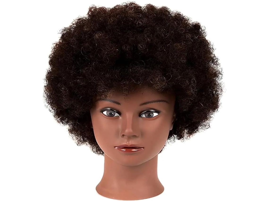 Cabeça de Manequim SFUSHOS, Cabelo Afro Cacheado, Natural