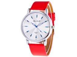 Reloj De Pulsera Unisex Analógico De Cuarzo Con Correa De Cuero Pu Zhoulianfa (rojo)