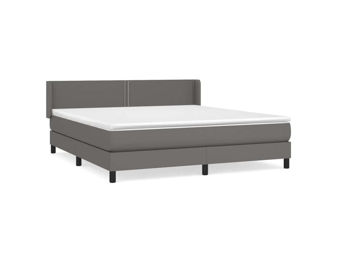 Cama com Molas Couro Artificial Cinza MAISON EXCLUSIVE 180x200 cm