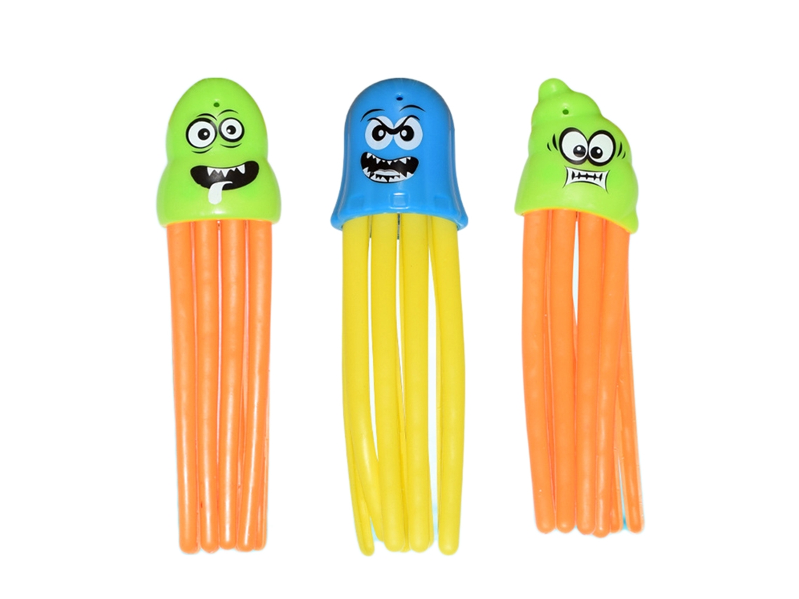3pcs Brinquedos De Mergulho De Polvo Para Piscina Com Faces Divertidas Aleatórios
