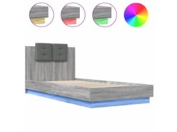 Bed Frame, Bed Frames Vidaxl Cinzeto Madeira Processada (90 X 200 Cm)